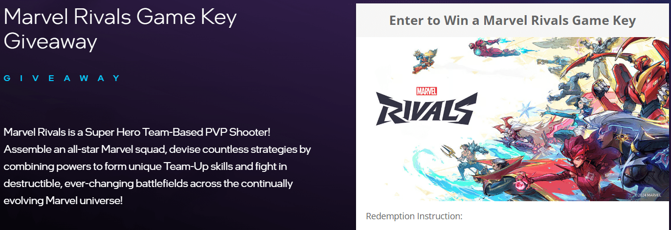 Marvel Rivals Game Key Giveaway Sweepstakes